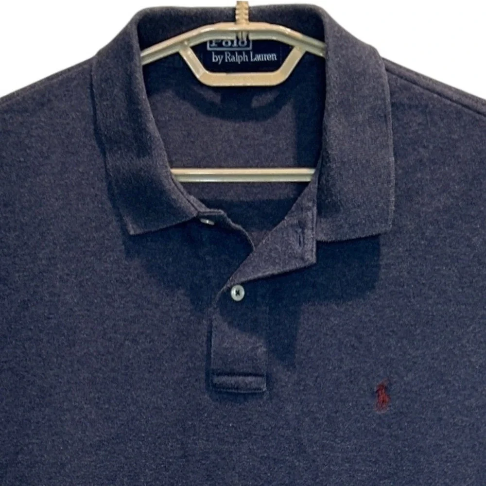 Polo Ralph Lauren Long Sleeve Polo Large Men's Charcoal Gray Heather Cotton Pony
